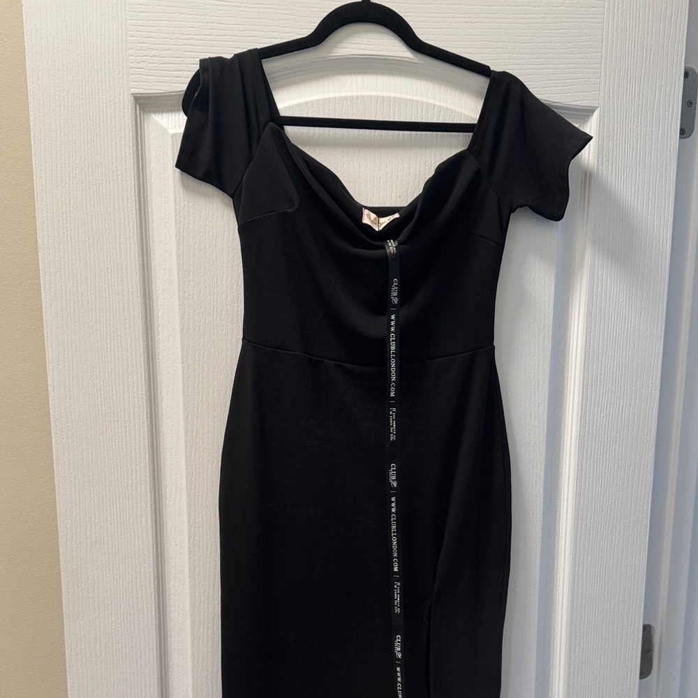 Black Off-Shoulder Evening Dress - Women